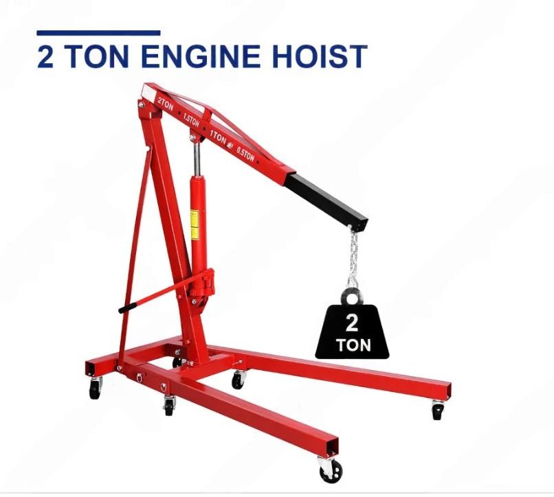Boltz 2 Ton Capacity Folding Hydraulic Floor Crane with 2450 mm Maximum Lifting Height