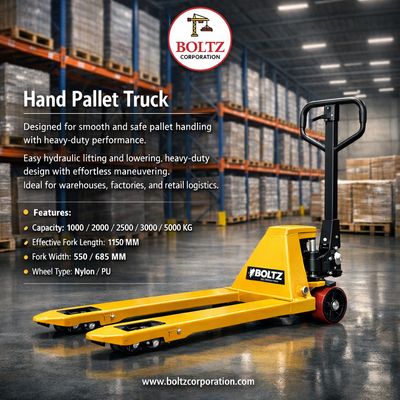 Boltz 3 Ton Hydraulic Hand Pallet Truck with PU Wheel 1200×550 mm Fork Made in India