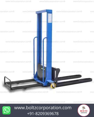 Boltz 1 Ton Self-Loading Semi-Electric Stacker with 1150 x 550 mm Fork (LxW), Lifting Height - 1.6 Meter