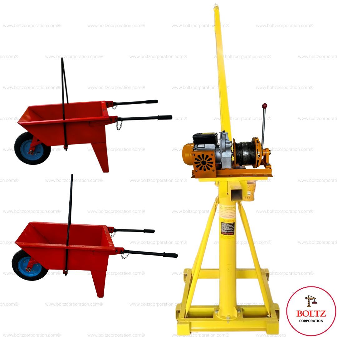 Boltz Electric Mini Lifting Crane with Single Phase Electric Motor | 8mm Wire Thickness | 2 Wheelbarrow Trolley