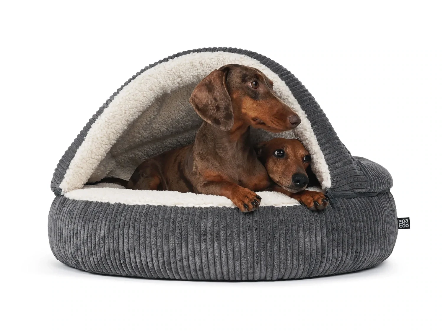 mypado Shell Cord Hundehöhle, Größe: M 75 x7 5 cm, Farbe: anthrazit, Füllung: Viskose
