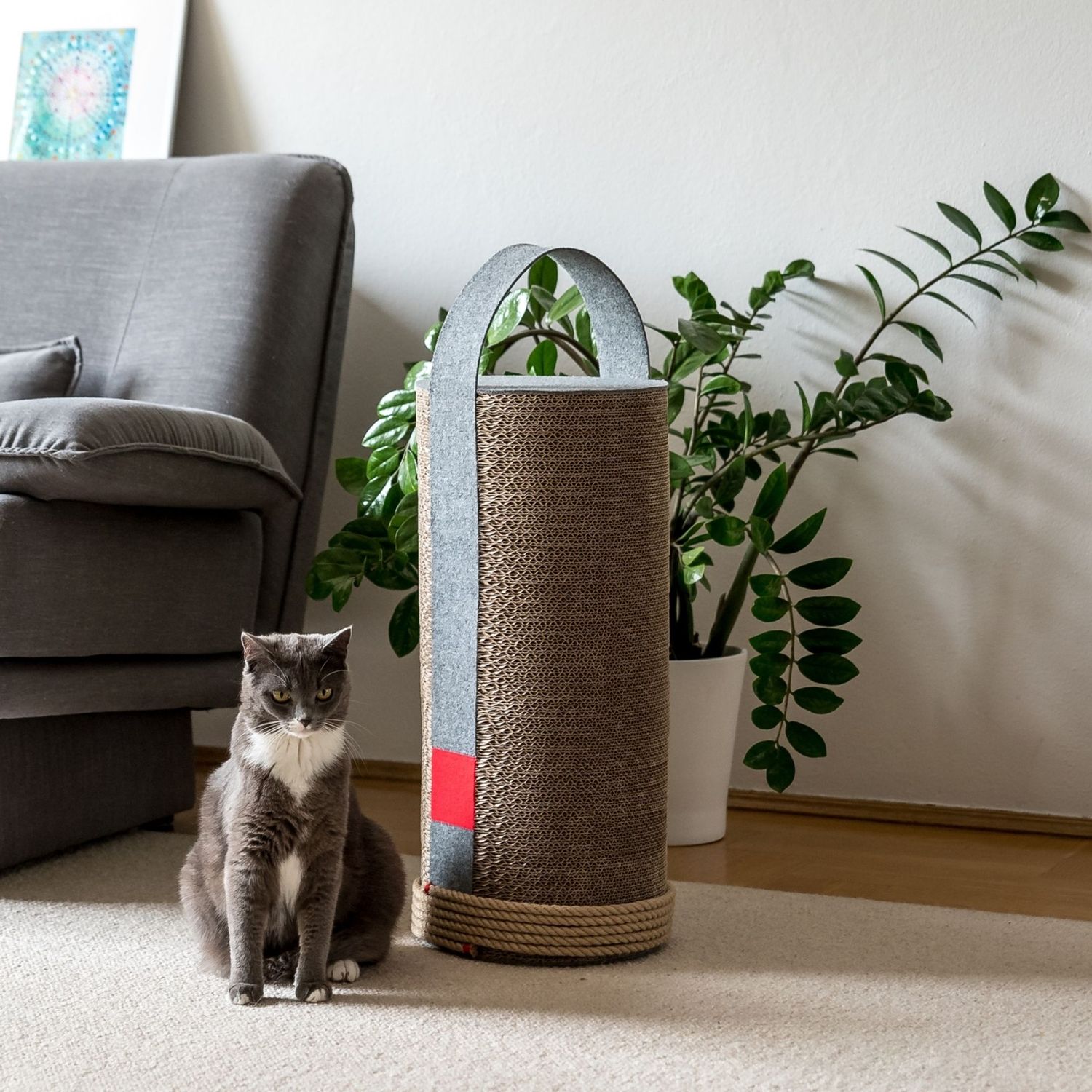 LILA-Katzen-Kratzbaum  mit Juteseil