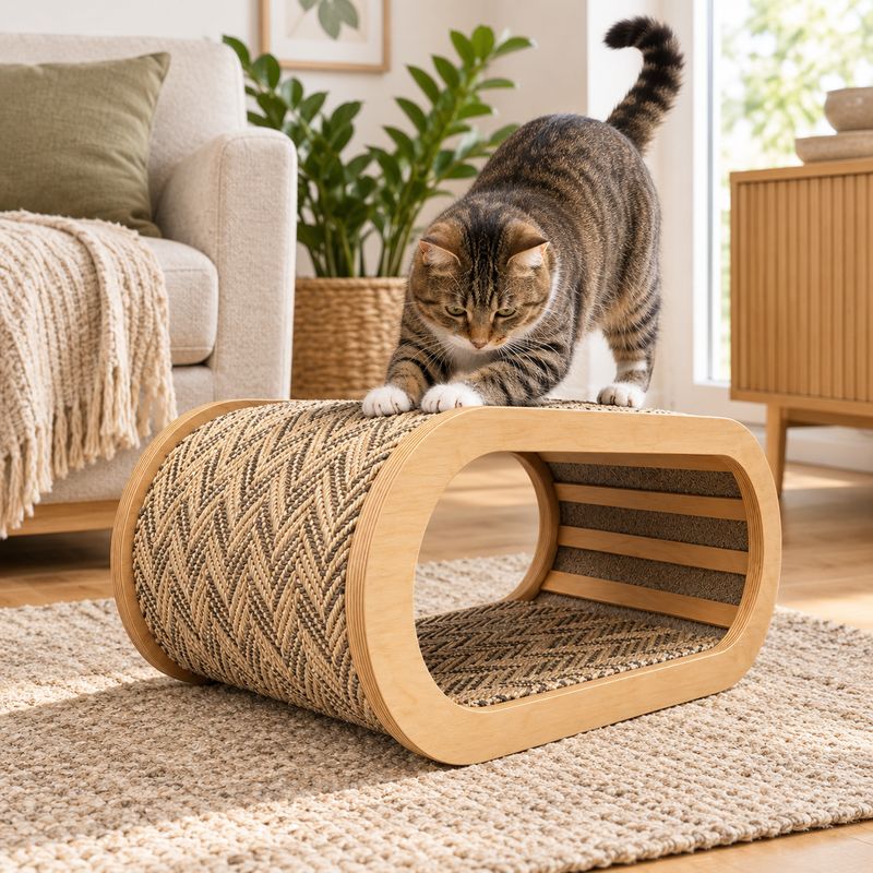 rundoLine Design Kratzbaum „Scratcher“ – B-Ware - Natur Taupe Fischgrät rundoLine Design Kratzbaum „Scratcher“ – B-Ware - Natur Taupe Fischgrät