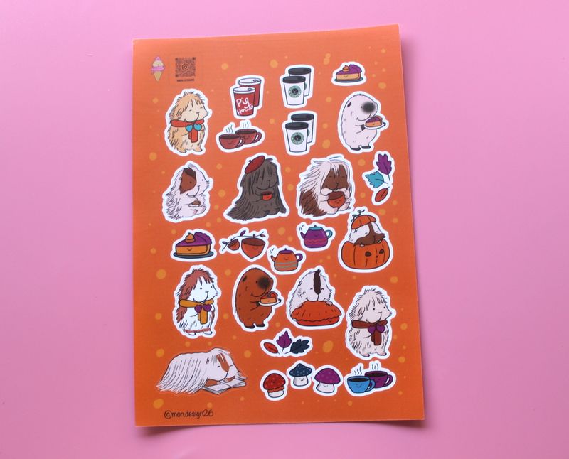 Glossy Sticker Sheet of Guinea Pig Breeds