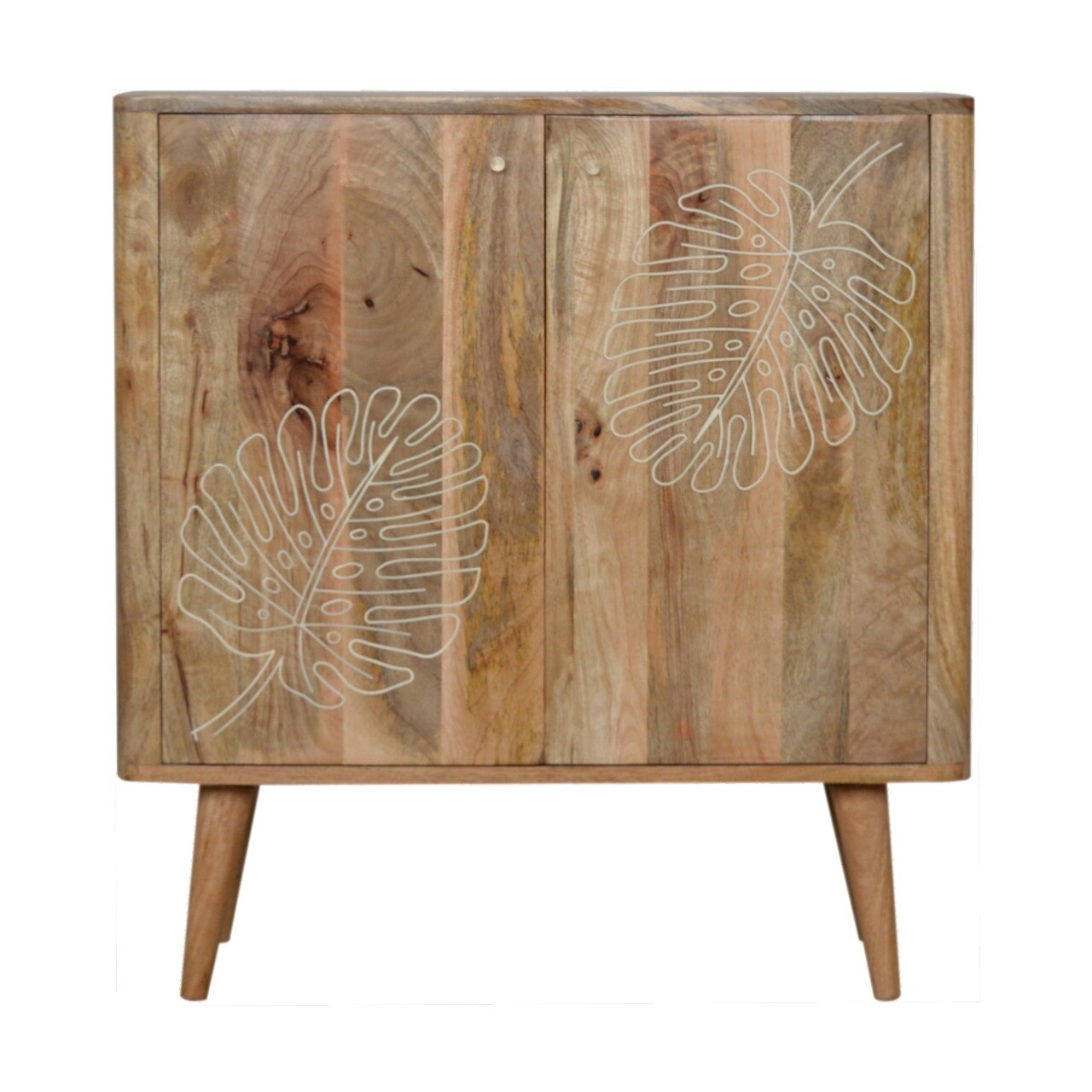 Leaf Embossed Resin Solid Wood Cabinet