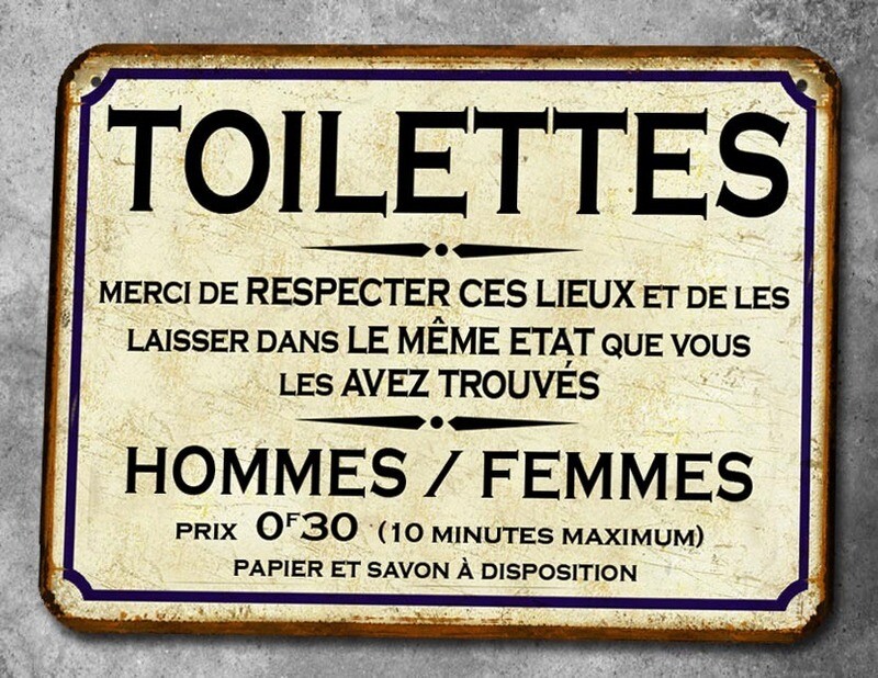 Plaque métal vintage Toilettes respect