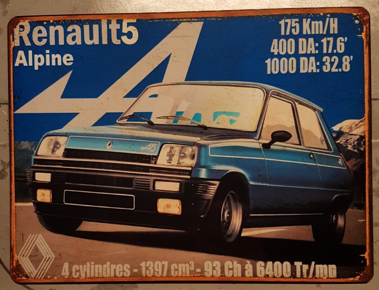 Plaque métal vintage Renault 5 Alpine
