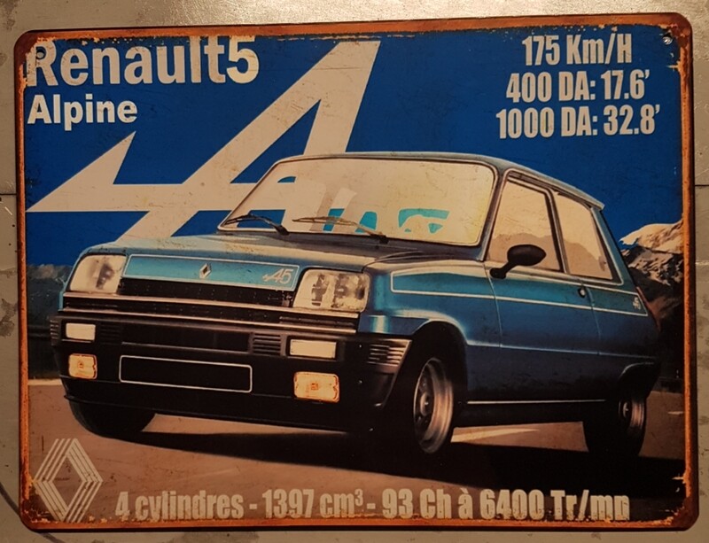 Plaque métal vintage Renault 5 Alpine