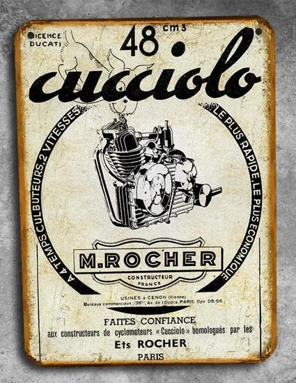 Plaque métal vintage Ducati cucciolo