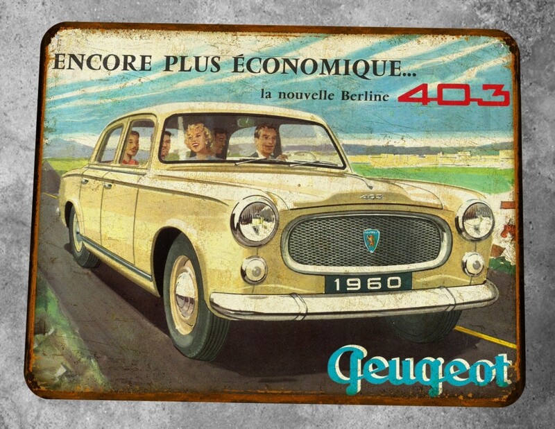 Plaque métal vintage Peugeot 403