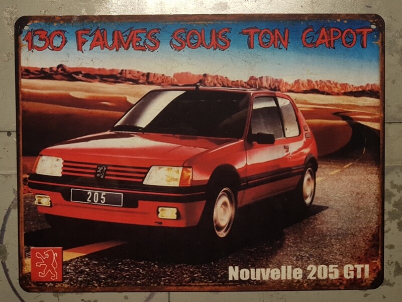 Plaque métal vintage Peugeot 205 GTI
