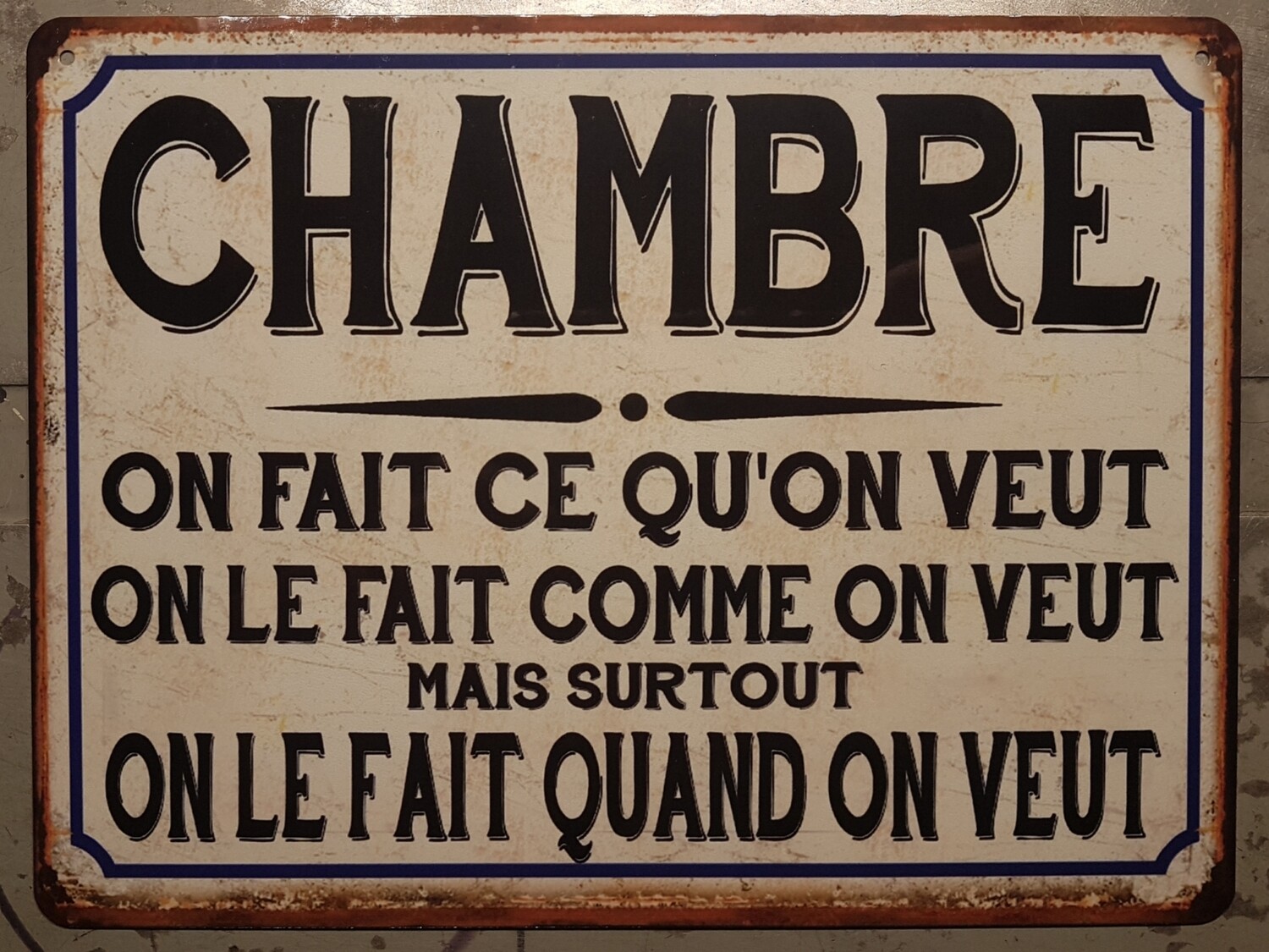 Plaque métal vintage Chambre