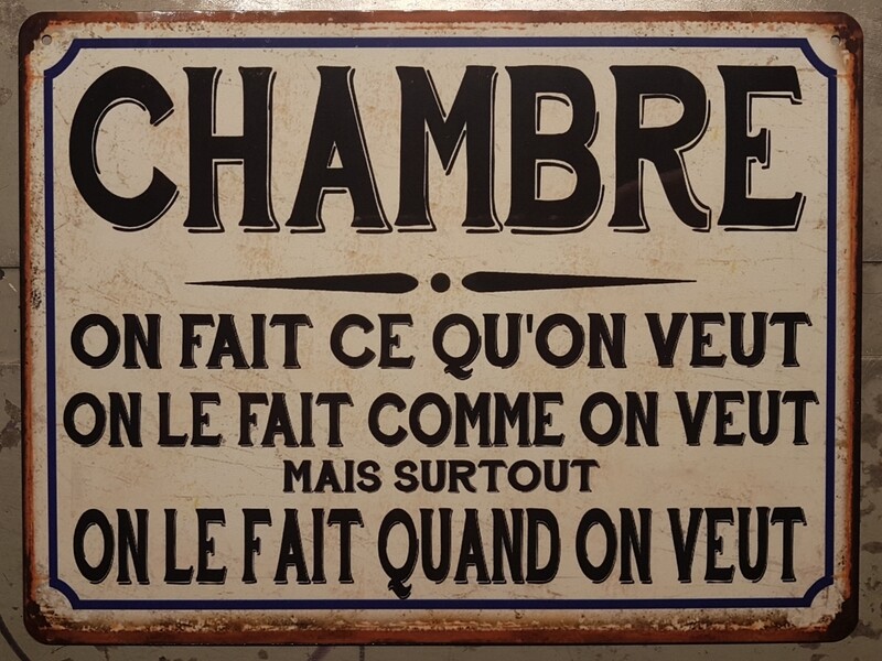 Plaque métal vintage Chambre