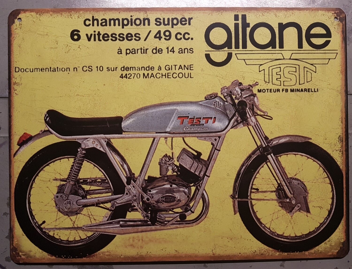 Plaque métal vintage Gitane Testi