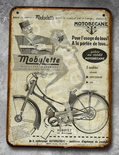 Plaque métal vintage Motobécane Mobylette