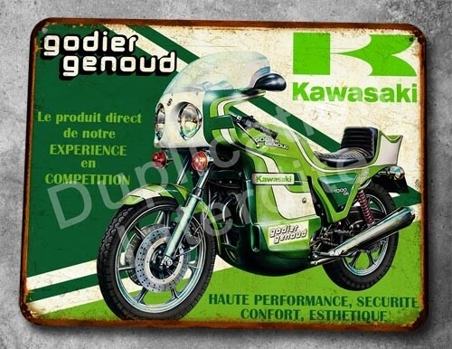 Plaque métal vintage Kawasaki Godier Genoud