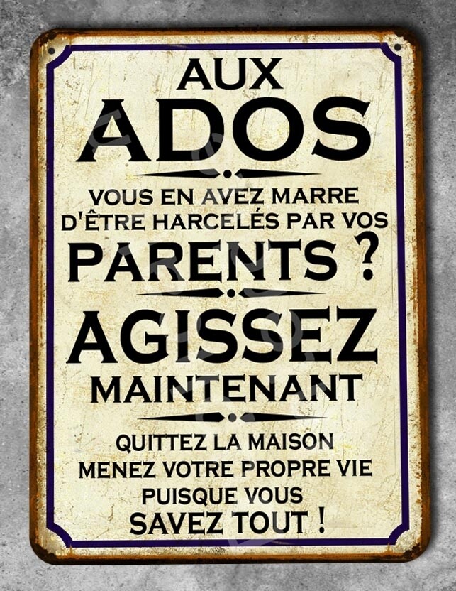 Plaque métal vintage Ado