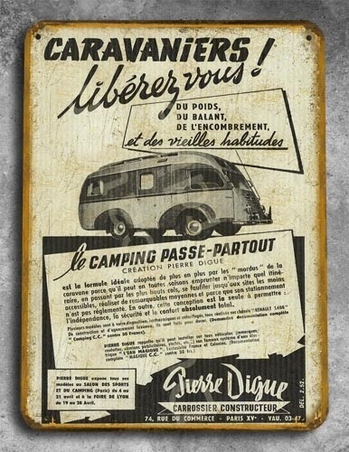 Plaque métal vintage Camping Digue