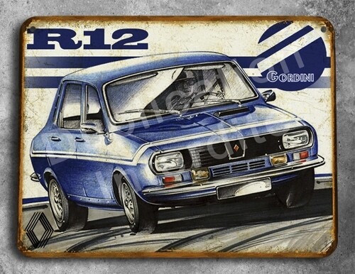 Plaque métal vintage Renault 12 Gordini