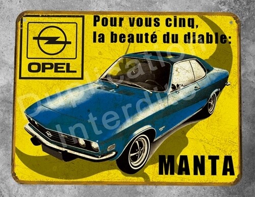 Plaque métal vintage Opel Manta