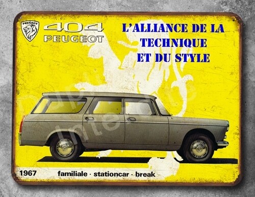 Plaque métal vintage Peugeot 404