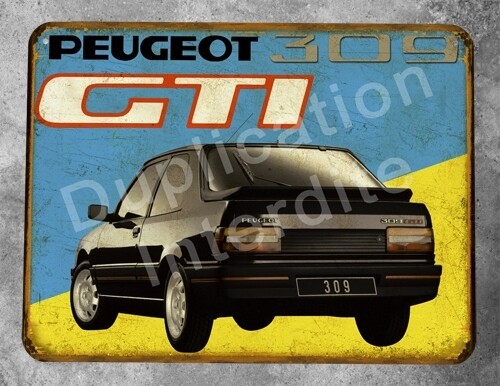 Plaque métal vintage Peugeot 309