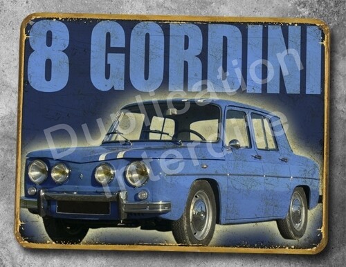 Plaque métal vintage Renault 8 Gordini 