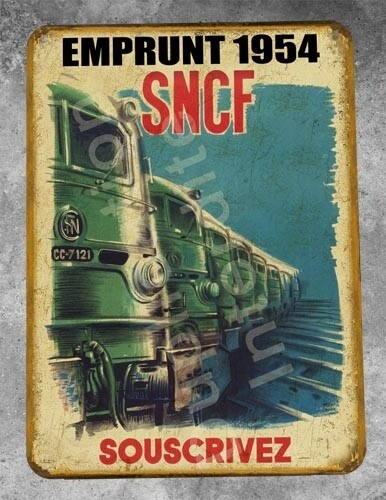 Plaque métal vintage SNCF Voyagez gratuitement