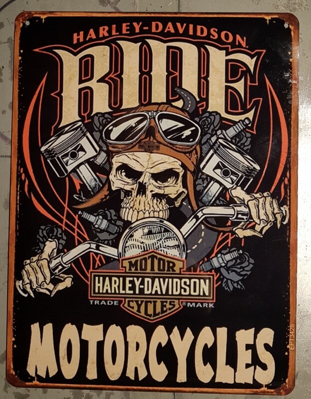 Plaque métal vintage Harley Davidson Ride