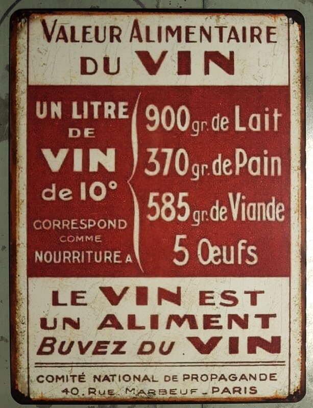 Plaque métal vintage vin est un aliment