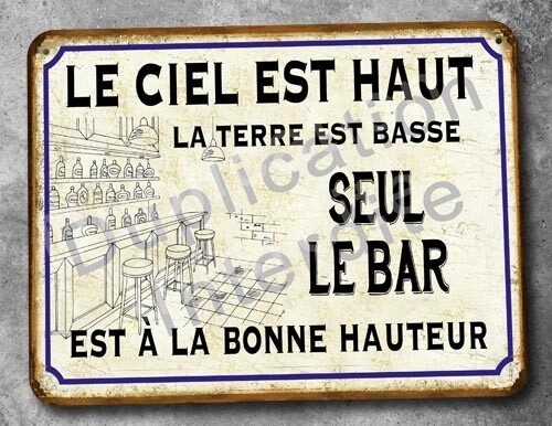 Plaque métal vintage Le bar