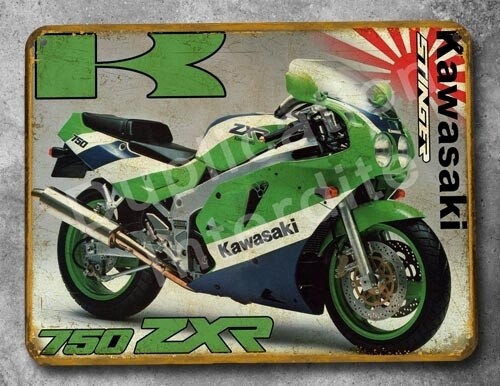 Plaque métal vintage Kawasaki 750 ZXR Ninja