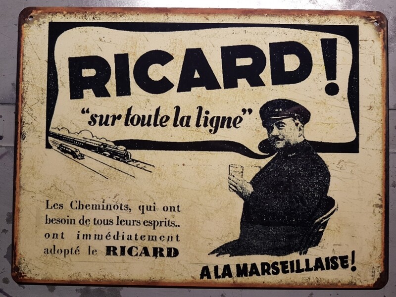 Plaque métal vintage Ricard cheminot