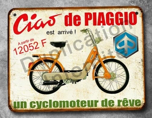 Plaque métal vintage Piaggio Ciao