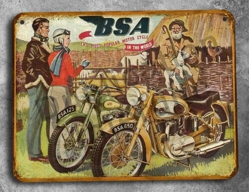 Plaque métal vintage BSA 650 et 125