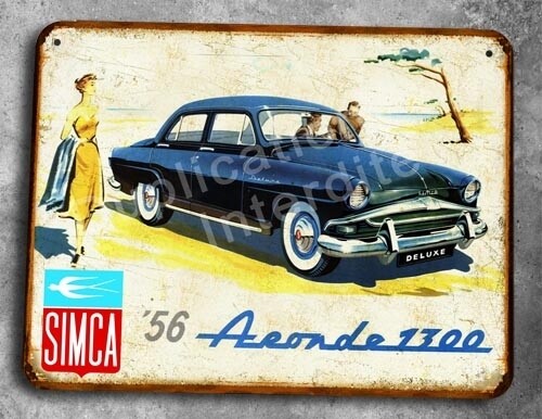 Plaque métal vintage Simca Aronde 
