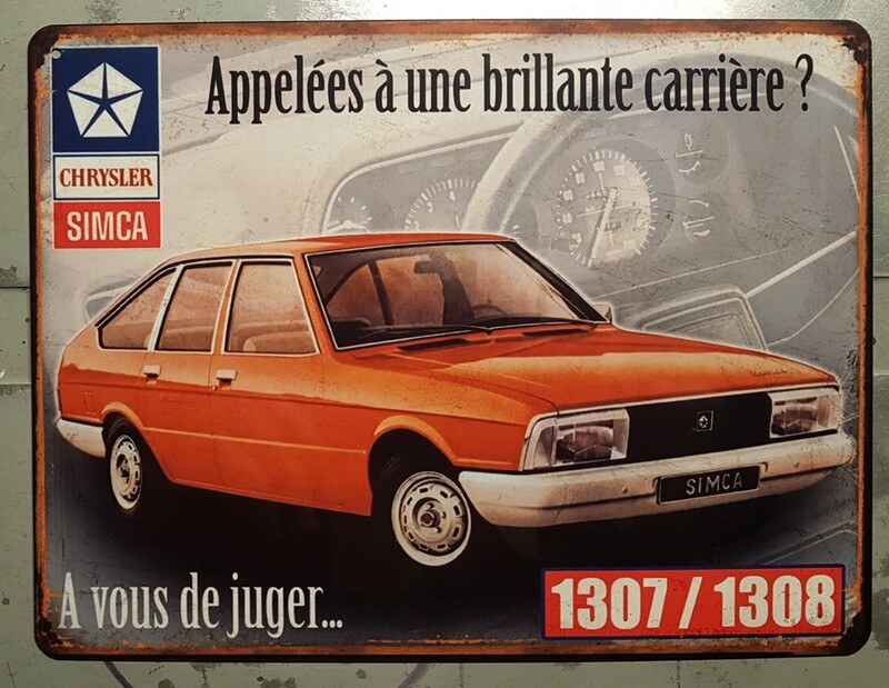 Plaque métal vintage Simca 1307