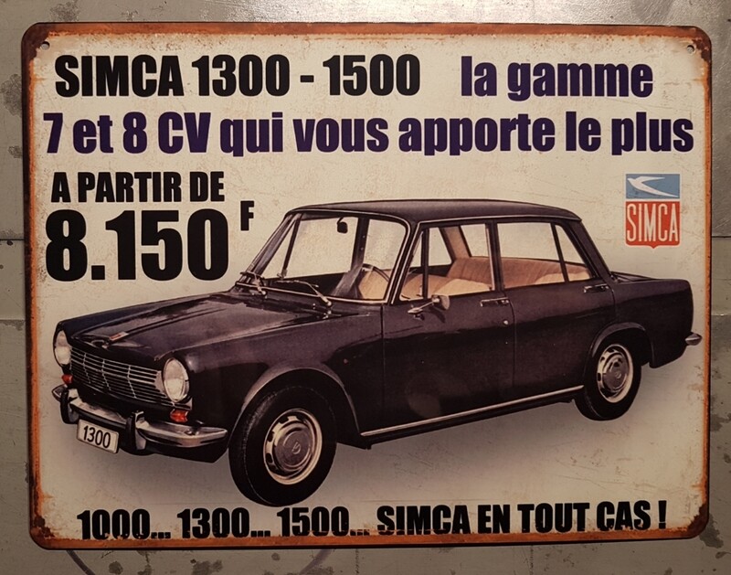 Plaque métal vintage Simca 1300 / 1500