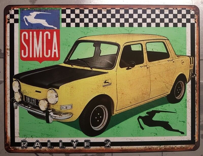 Plaque métal vintage Simca 1000 Rallye 2