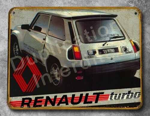 Plaque métal vintage Renault 5 turbo 