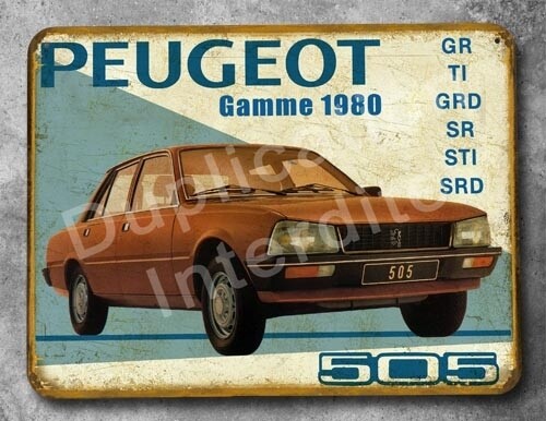 Plaque métal vintage Peugeot 505