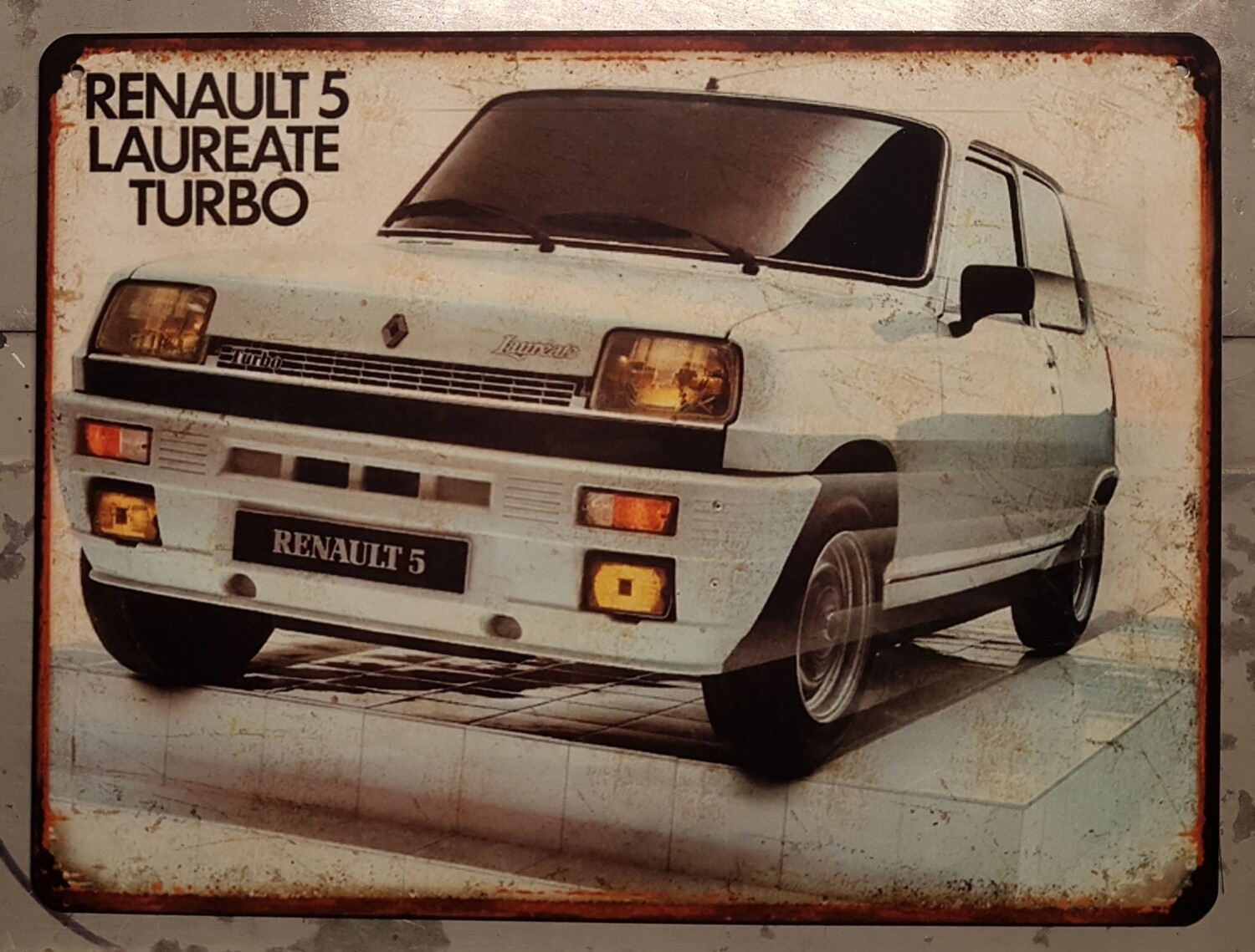Plaque Métal Vintage - Renault 5 Alpine - Décoration Atelier