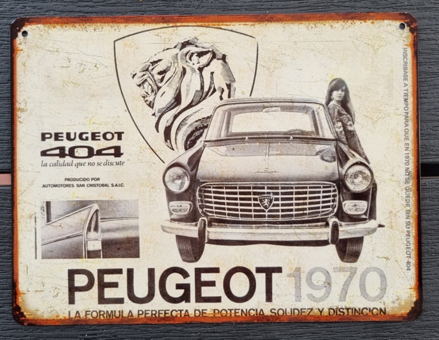 Plaque métal vintage Peugeot 404