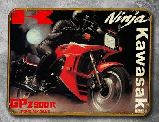 Plaque métal vintage Kawasaki 900 Ninja