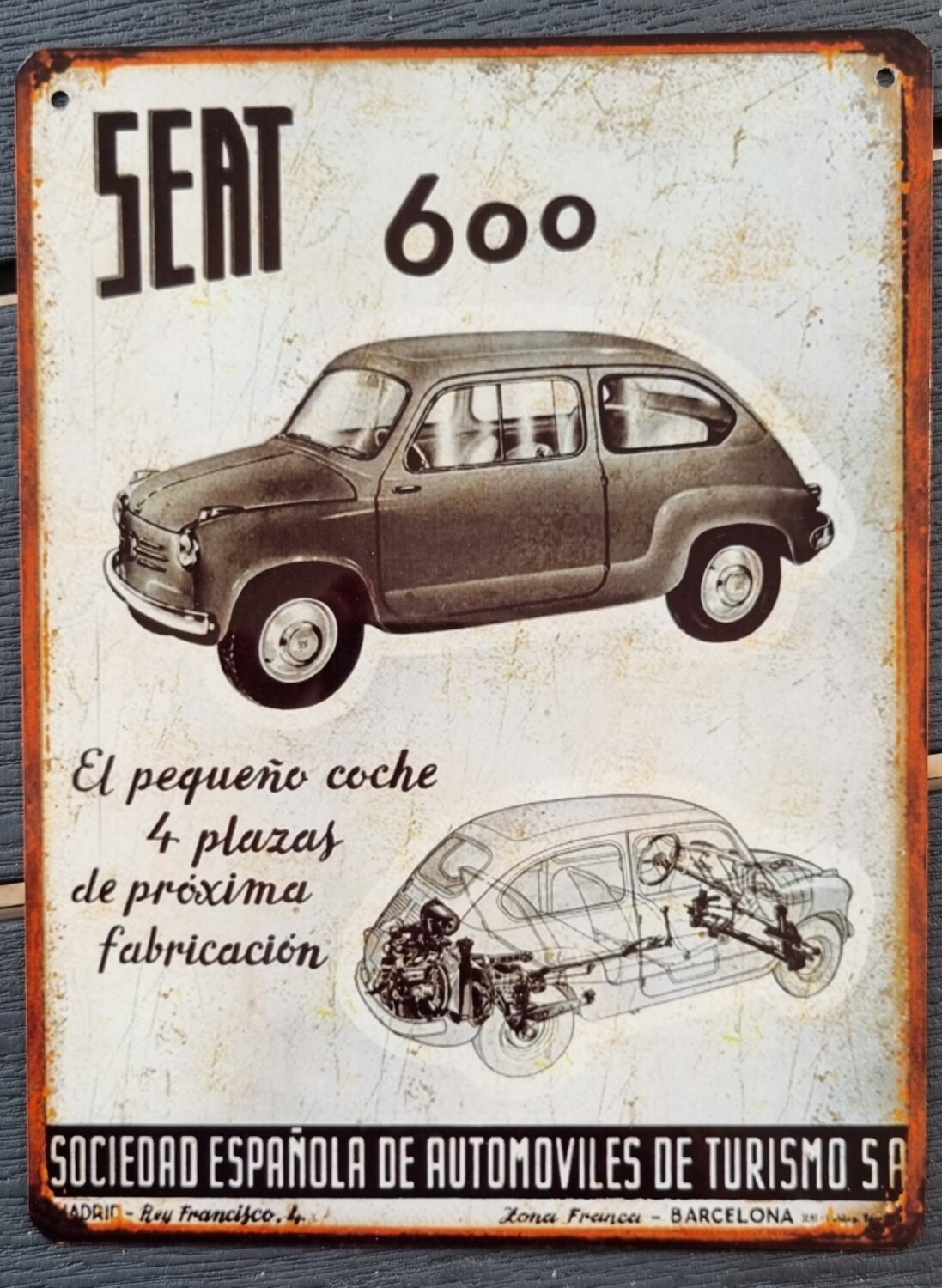Plaque métal vintage Seat 600