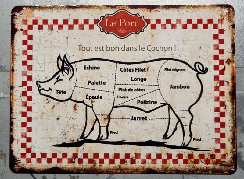 Plaque métal vintage Boucherie Cochon
