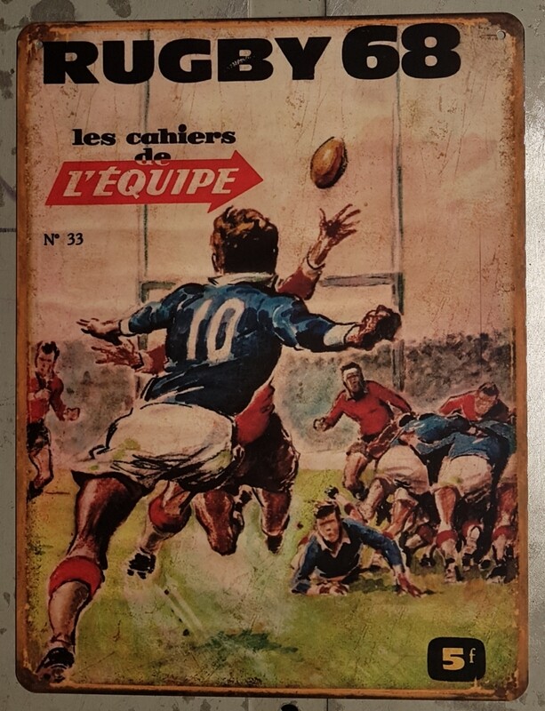 Plaque métal vintage Rugby 1968