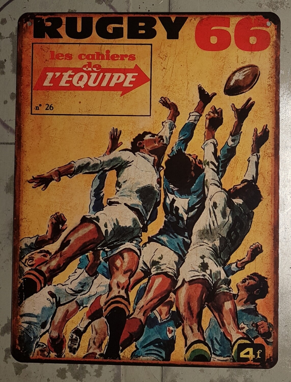 Plaque métal vintage Rugby 1966