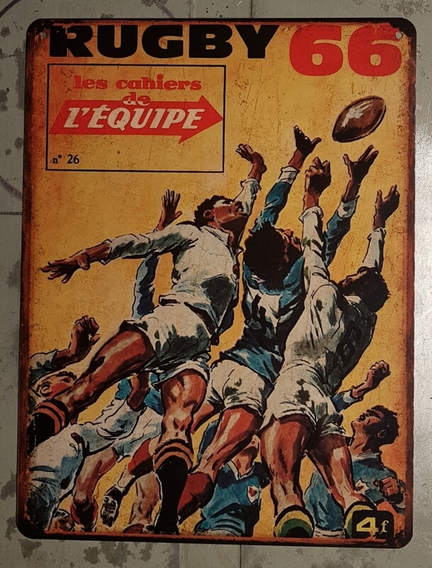 Plaque métal vintage Rugby 1966