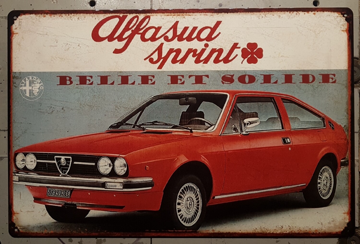 Plaque métal vintage Alfa Romeo Alfasud Sprint